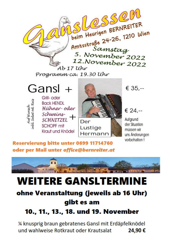 Ganslessen im Weingut und Heurigen Bernreiter im November 2022.