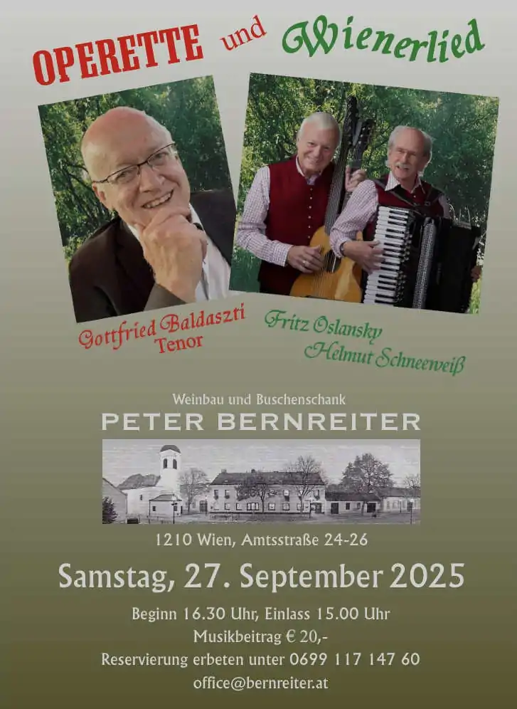 Ein Samstag-Nachmittag mit Operetten und Wiener Lieder im Heurigen Bernreiter.